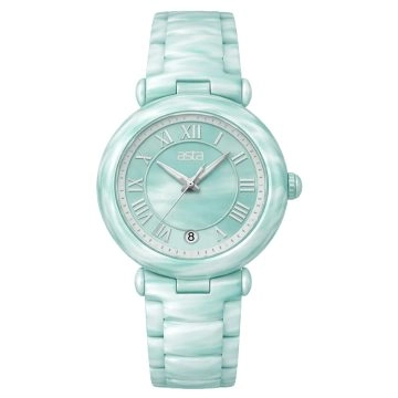 asta-Women Acetate Japan Quartz Watch Mint Marble 4101-Acetate Strap