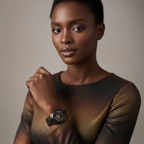 asta-Women Acetate Japan Quartz Watch Black Gold Havana 4201-Acetate Strap