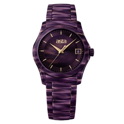 asta-Women Acetate Japan Quartz Watch Velvet Purple Swirl 4301-Acetate Strap
