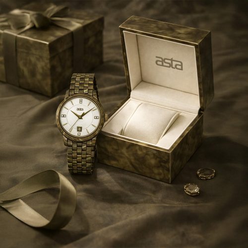 asta-Women Acetate Japan Quartz Watch Antique Olive 4701-Acetate Strap