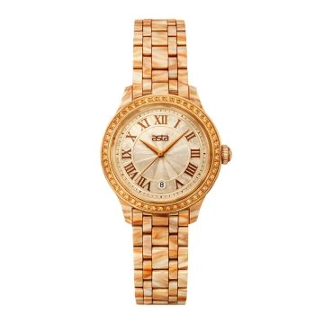 asta-Women Acetate Japan Quartz Watch Golden Sand Marble 4801-Acetate Strap