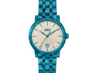 asta-Women Acetate Japan Quartz Watch Lake Blue Swirl 4601-Acetate Strap