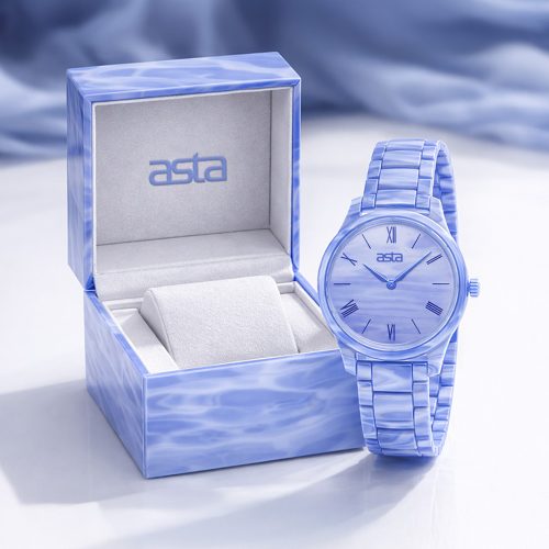 asta-Women Acetate Japan Quartz Watch Dreamy Lavender Marble 4901-Acetate Strap