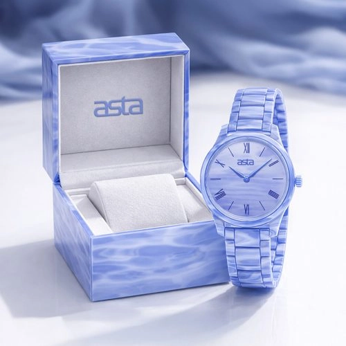 asta-Women Acetate Japan Quartz Watch Dreamy Lavender Marble 4901-Acetate Strap