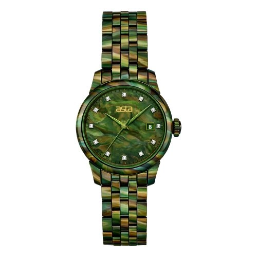asta-Women Acetate Japan Quartz Watch Jungle Mirage Swirl 5001-Acetate Strap