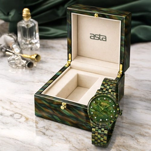 asta-Women Acetate Japan Quartz Watch Jungle Mirage Swirl 5001-Acetate Strap