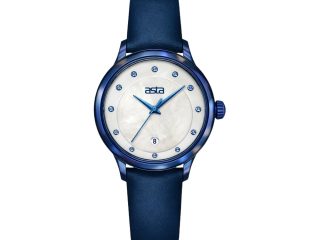 asta-Women Acetate Japan Quartz Watch Royal Electric Blue 5101-Leather Strap