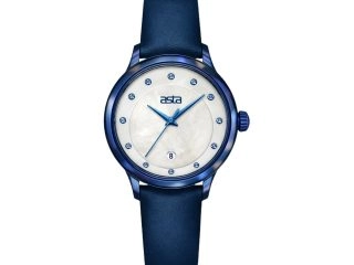 asta-Women Acetate Japan Quartz Watch Royal Electric Blue 5101-Leather Strap