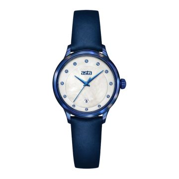 asta-Women Acetate Japan Quartz Watch Royal Electric Blue 5101-Leather Strap