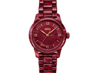 asta-Women Acetate Japan Quartz Watch Crimson Swirl 5201-Acetate Strap