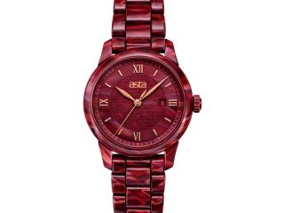 asta-Women Acetate Japan Quartz Watch Crimson Swirl 5201-Acetate Strap
