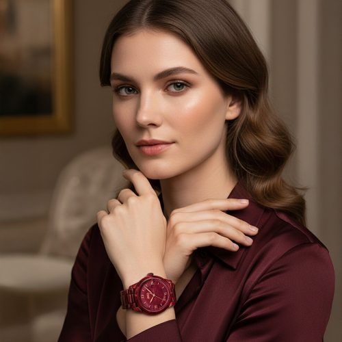 asta-Women Acetate Japan Quartz Watch Crimson Swirl 5201-Acetate Strap