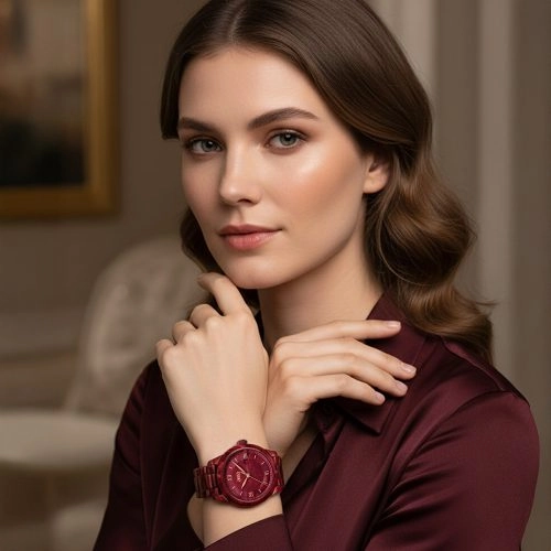 asta-Women Acetate Japan Quartz Watch Crimson Swirl 5201-Acetate Strap