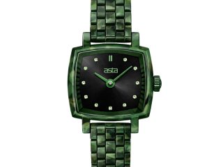 asta-Women Acetate Japan Quartz Watch Deep Olive Swirl 5501-Acetate Strap