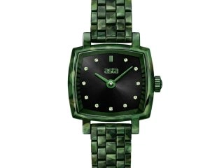 asta-Women Acetate Japan Quartz Watch Deep Olive Swirl 5501-Acetate Strap