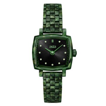 asta-Women Acetate Japan Quartz Watch Deep Olive Swirl 5501-Acetate Strap