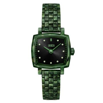 asta-Women Acetate Japan Quartz Watch Deep Olive Swirl 5501-Acetate Strap