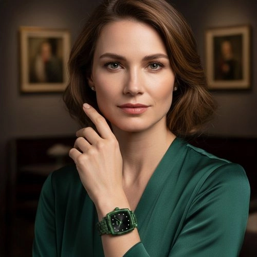 asta-Women Acetate Japan Quartz Watch Deep Olive Swirl 5501-Acetate Strap