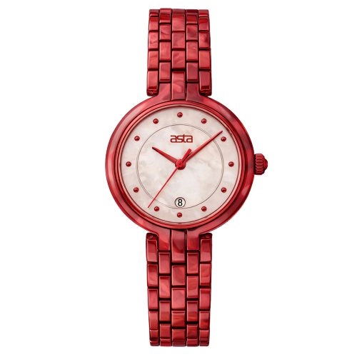 asta-Women Acetate Japan Quartz Watch Crimson Glow 5701-Acetate Strap