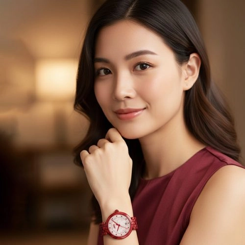 asta-Women Acetate Japan Quartz Watch Crimson Glow 5701-Acetate Strap