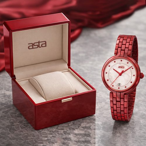 asta-Women Acetate Japan Quartz Watch Crimson Glow 5701-Acetate Strap