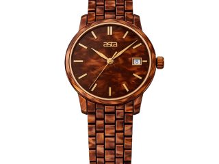 asta-Women Acetate Japan Quartz Watch Caramel Phantom Swirl 5801-Acetate Strap
