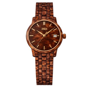 asta-Women Acetate Japan Quartz Watch Caramel Phantom Swirl 5801-Acetate Strap