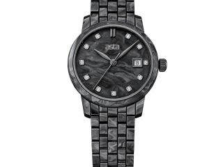 asta-Women Acetate Japan Quartz Watch Obsidian Phantom Marble 5901-Acetate Strap