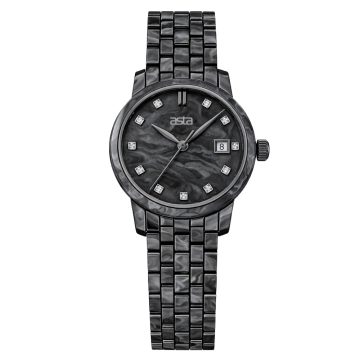 asta-Women Acetate Japan Quartz Watch Obsidian Phantom Marble 5901-Acetate Strap