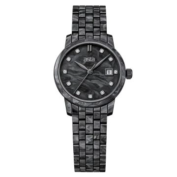 asta-Women Acetate Japan Quartz Watch Obsidian Phantom Marble 5901-Acetate Strap