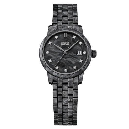 asta-Women Acetate Japan Quartz Watch Obsidian Phantom Marble 5901-Acetate Strap