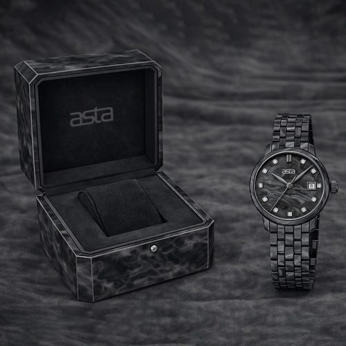 asta-Women Acetate Japan Quartz Watch Obsidian Phantom Marble 5901-Acetate Strap