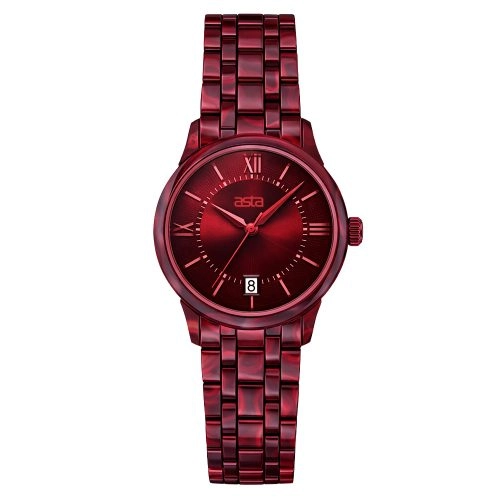 asta-Women Acetate Japan Quartz Watch Crimson Phantom Marble 6101-Acetate Strap