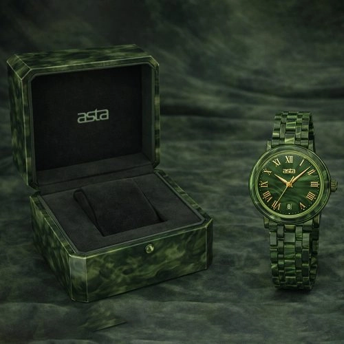 asta-Women Acetate Japan Quartz Watch Midnight Jungle Marble 6201-Acetate Strap