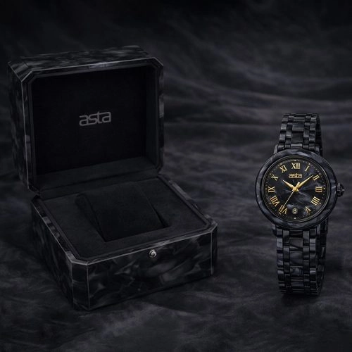 asta-Women Acetate Japan Quartz Watch Ink Phantom Swirl 6301-Acetate Strap