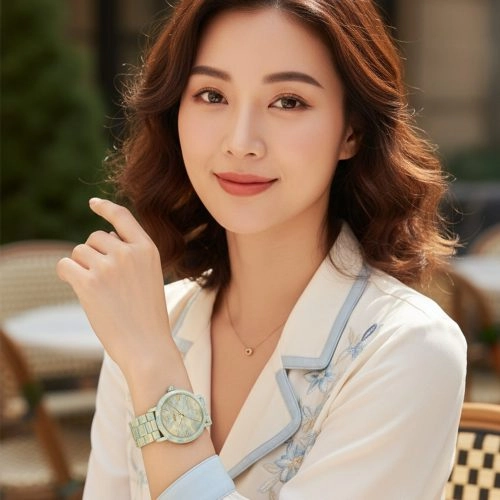asta-Women Acetate Japan Quartz Watch Creamy Teal Swirl 6401-Acetate Strap