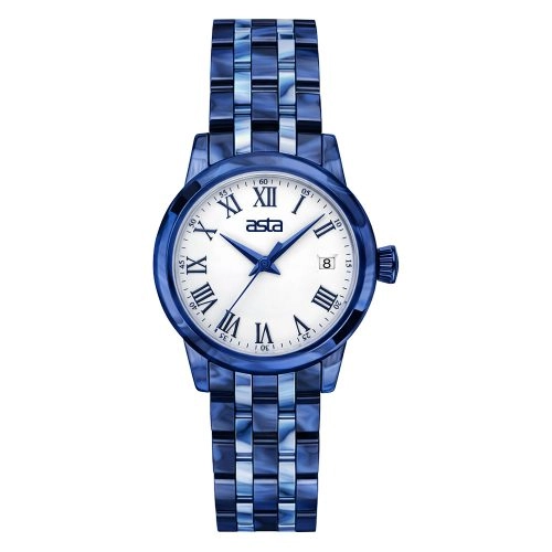 asta-Women Acetate Japan Quartz Watch Interstellar Blue Swirl 6501-Acetate Strap