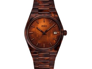 asta-Women Acetate Japan Quartz Watch Dark Caramel Phantom 6601-Acetate Strap