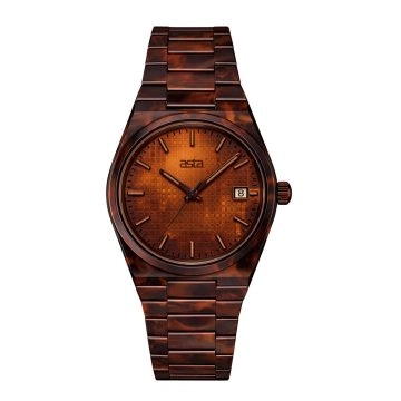 asta-Women Acetate Japan Quartz Watch Dark Caramel Phantom 6601-Acetate Strap