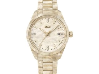 asta-Women Acetate Japan Quartz Watch Champagne Amber Swirl 6701-Acetate Strap