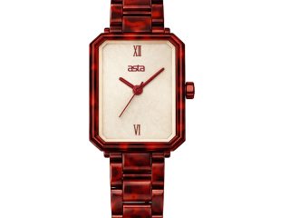 asta-Women Acetate Japan Quartz Watch Crimson Amber Swirl 6801-Acetate Strap