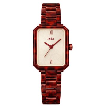 asta-Women Acetate Japan Quartz Watch Crimson Amber Swirl 6801-Acetate Strap