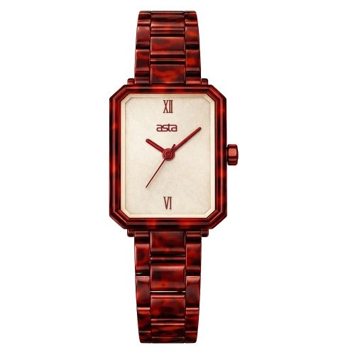 asta-Women Acetate Japan Quartz Watch Crimson Amber Swirl 6801-Acetate Strap