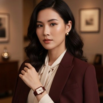 asta-Women Acetate Japan Quartz Watch Crimson Amber Swirl 6801-Acetate Strap