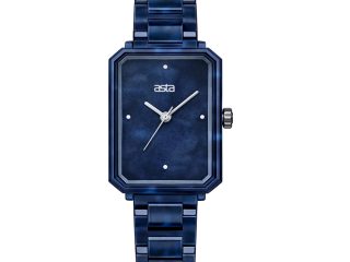 asta-Women Acetate Japan Quartz Watch Blue Ink Marble 6901-Acetate Strap