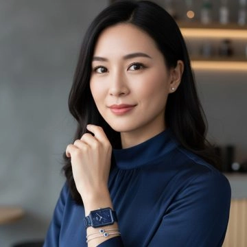 asta-Women Acetate Japan Quartz Watch Blue Ink Marble 6901-Acetate Strap