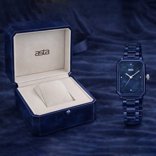 asta-Women Acetate Japan Quartz Watch Blue Ink Marble 6901-Acetate Strap