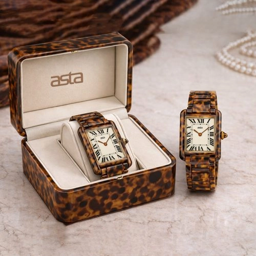 Reloj de cuarzo «asta-Women Acetate Japan» en color Royal Tortoise Phantom 0301, con correa de acetato