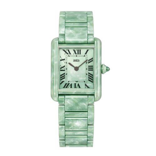 asta-Women Acetate Japan Quartz Watch Mint Phantom Swirl 0303-Acetate Strap