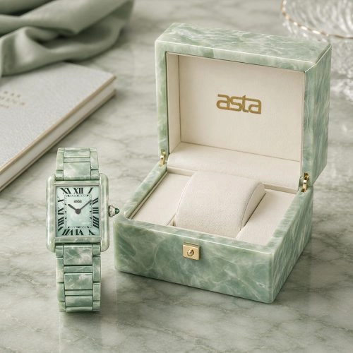 asta-Women Acetate Japan Quartz Watch Mint Phantom Swirl 0303-Acetate Strap